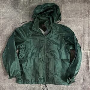 Men's Vintage 90s Eddie Bauer Forest Green Hooded Zip Up Windbreaker Jacket Sz L